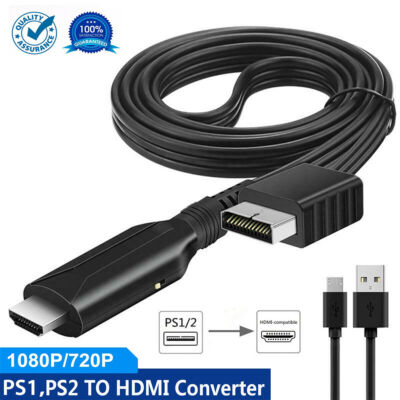 For Sony PS1 PS2 to HDMI Adapter Cable Game Console Audio Video Converter Cord 