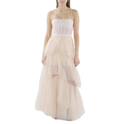 BCBGMAXAZRIA Женское розовое многоярусное вечернее платье Illusion 0 BHFO 7463