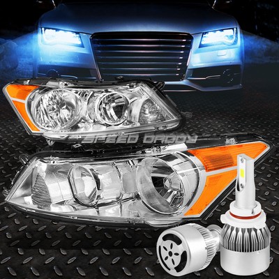 ХРОМИРОВАННЫЙ КОРПУС ФАРЫ + ЯНТАРНЫЙ УГОЛОК + БЕЛЫЙ СВЕТОДИОД 9006 HID + ВЕНТИЛЯТОР ДЛЯ 08-12 ACCORD CP