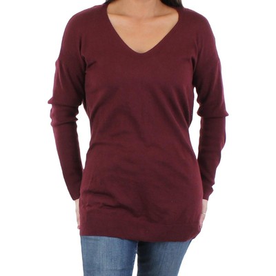 Женская красная шерстяная трикотажная рубашка VMMA с V-образным вырезом, топ-свитер L BHFO 5763