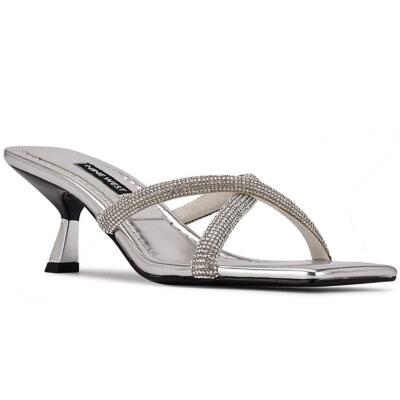 Женские туфли-лодочки Nine West BLONDE5 Silver Slip On 6.5 Medium (B,M) BHFO 6280