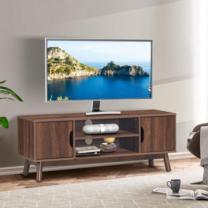 TV Stand for Flat Screens Up To 55" Entertainment Center 2 Cabinets 2 Shelves