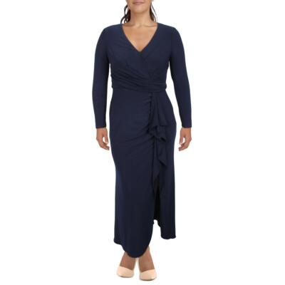 

Женское темно-синее вечернее платье макси Betsy - Adam с капюшоном Petites  BHFO 7028, Navy