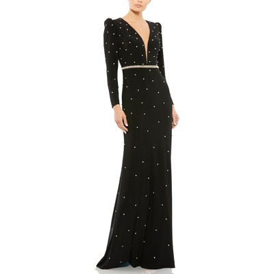 Mac Duggal Женское вечернее платье с черными стразами Illusion 14 BHFO 6230