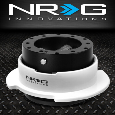 БЫСТРОРАЗЪЕМНОЕ АЛЮМИНИЕВОЕ РУЛЕВОЕ КОЛЕСО NRG С 6 БОЛТАМИ GEN 2.5, ЧЕРНЫЙ КОРПУС/БЕЛОЕ КОЛЬЦО