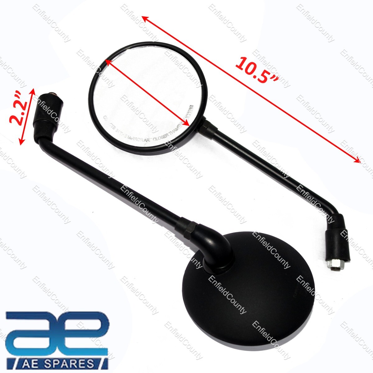 FOR ROYAL ENFIELD BULLET CLASSIC 350 500cc SIDE REAR MIRROR SET MATT BLACK  