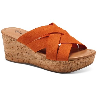 Style & Co. Женские босоножки Violettee Orange на танкетке 8.5 среднего размера (B,M) BHFO 1493