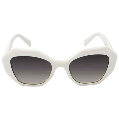 Pre-owned Prada Grey Gradient Geometric Ladies Sunglasses Pr 16ws 142130 53 Pr 16ws 142130 In Gray