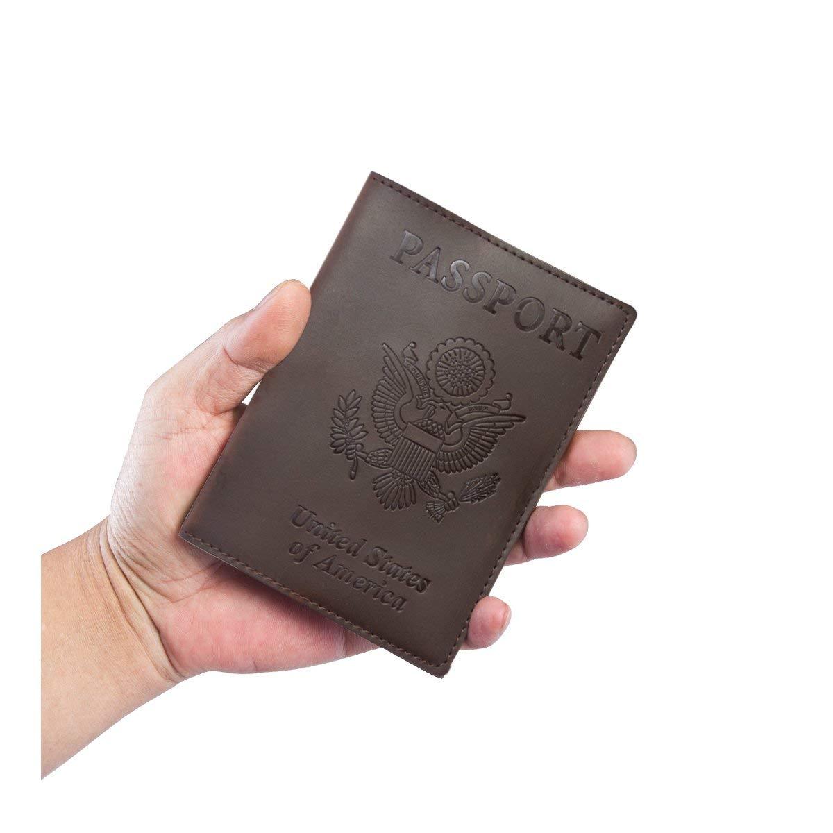 Genuine Leather Passport Cover Holder For Men & Women Java