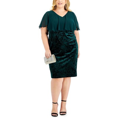 

Женское бархатное платье-футляр до колен Connected Apparel Plus BHFO 1378, Hunter green