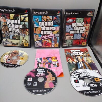 Lot of 3 GTA Playstation 2 Games Grand Theft Auto III, Vice City, San Andreas