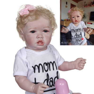 22'' Reborn Baby Dolls Full Body Silicone Vinyl Girl Lifelike Blond Hair Saskia 
