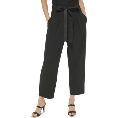 DKNY Womens Black Belted Twill Dress Pants 6 BHFO 8200