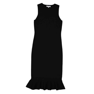 Pre-owned Jw Anderson Ruffled Hem Sleeveless Midi Dress In Black