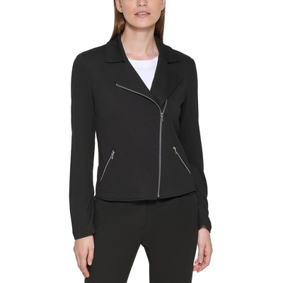 Женское черное трикотажное деловое спортивное пальто-блейзер Calvin Klein на молнии XS BHFO 5426