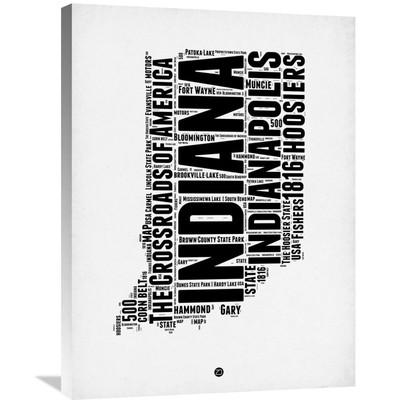 Naxart Studio 'Indiana Word Cloud 2' Stretched Canvas Wall White Small