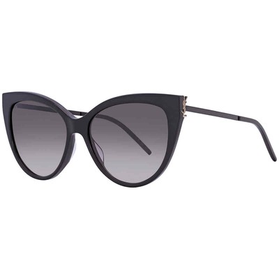Pre-owned Saint Laurent Smoke Gradient Cat Eye Ladies Sunglasses Sl M48sa 002 56 In Gray
