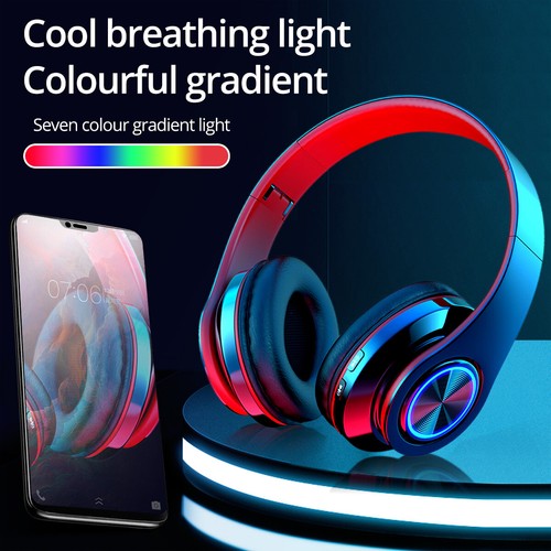 Wireless Bluetooth Headphones Super Bass Foldable Stereo Earphones Mic Headsets