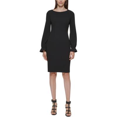 

Женское повседневное платье с рукавами-колокольчиками выше колена Calvin Klein BHFO 6569, Черный