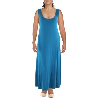 24seven Comfort Apparel Женское синее длинное платье макси без рукавов плюс 2X BHFO 8976