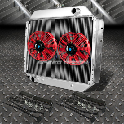 2-РЯДНЫЙ АЛЮМИНИЕВЫЙ РАДИАТОР + КОМПЛЕКТ ИЗ 2X9 ВЕНТИЛЯТОРОВ КРАСНОГО ЦВЕТА ДЛЯ FORD F100/150/F250 BRONCO 68-79