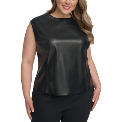 Женский топ на бретелях без рукавов из искусственной кожи Calvin Klein Plus BHFO 8768