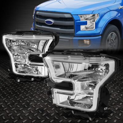 ДЛЯ 15-17 FORD F150 ХРОМИРОВАННЫЙ КОРПУС, ПРОЗРАЧНЫЕ УГЛОВЫЕ ФАРЫ, СМЕННЫЕ ГОЛОВНЫЕ ФОНАРИ