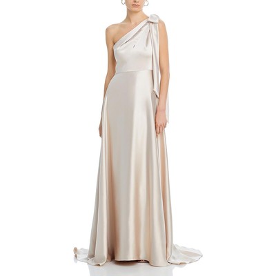 Amsale Womens Beige Full Length Bow Evening Dress Gown 12 BHFO 9855