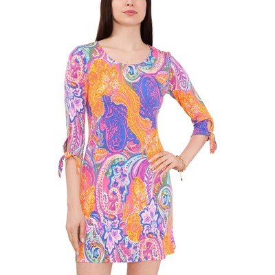

MSK Женское фиолетовое мини-платье-футляр с узором пейсли и разрезными рукавами,  BHFO 9835, Pink multi gv