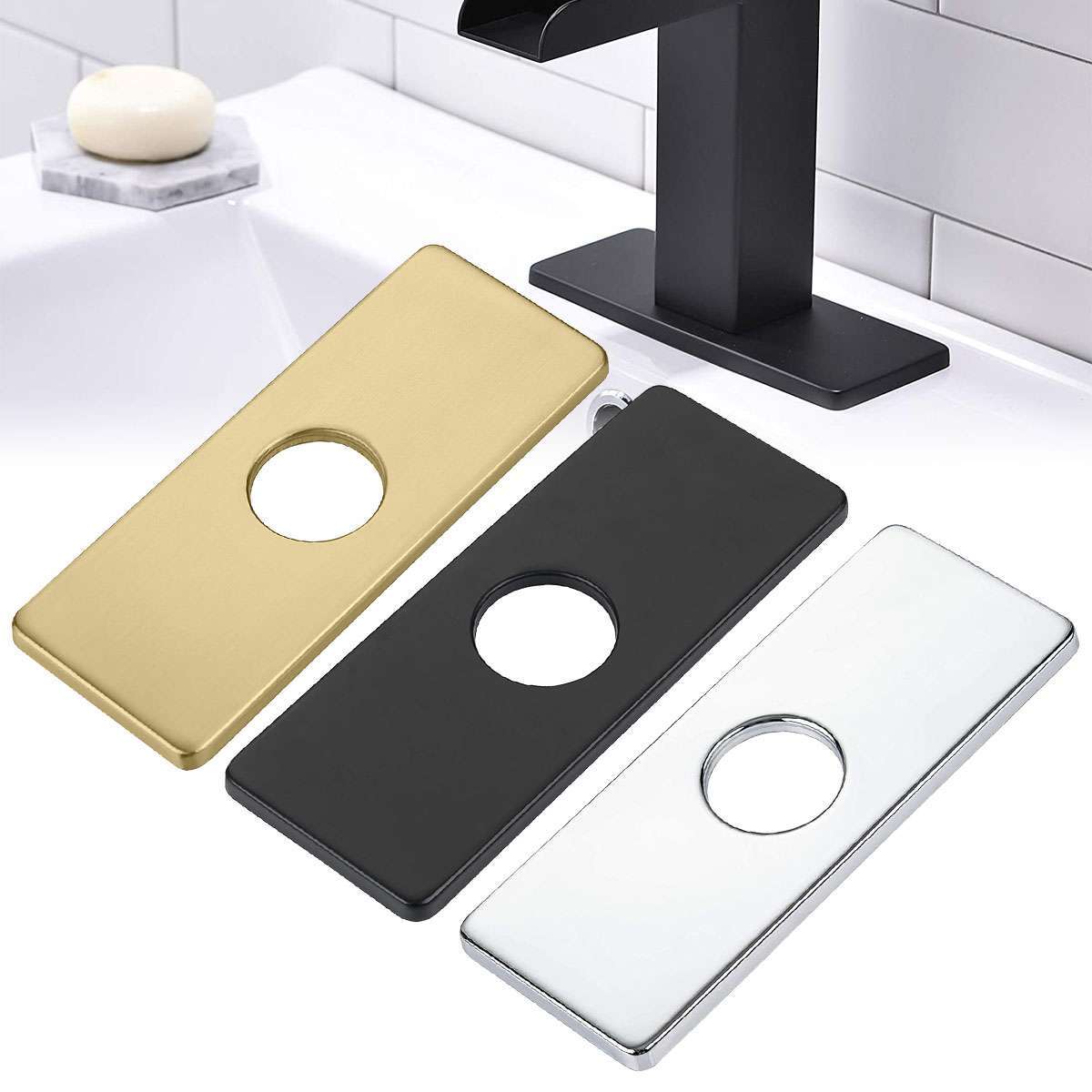 6'' Kitchen Bathroom Vanity Sink Faucet Hole Cover Deck Plat