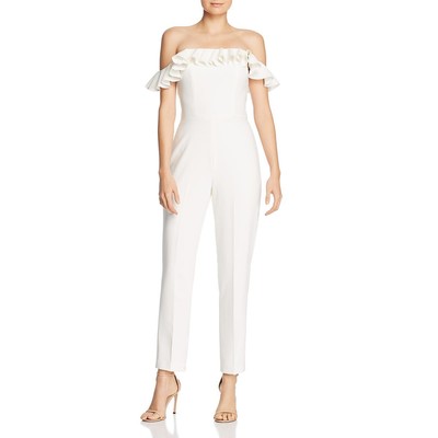 Женский праздничный комбинезон French Connection Womens Ruth White с оборками 4 BHFO 1052