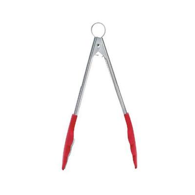 Browne & Co 12-Inch Silicone Tongs with Teeth Red