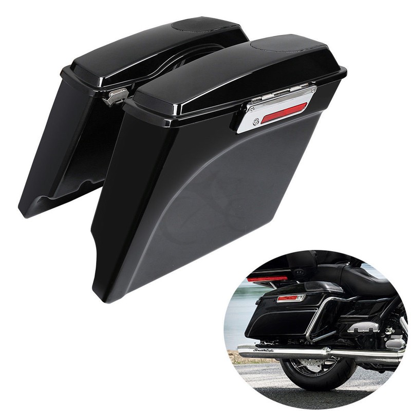 5" Stretched Extended Saddle Bags Saddlebags + Speakers For Harley
