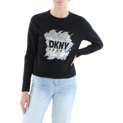 

Джинсы DKNY Женские черные уютные свитшоты с круглым вырезом Одежда для дома  BHFO 6285, Черный