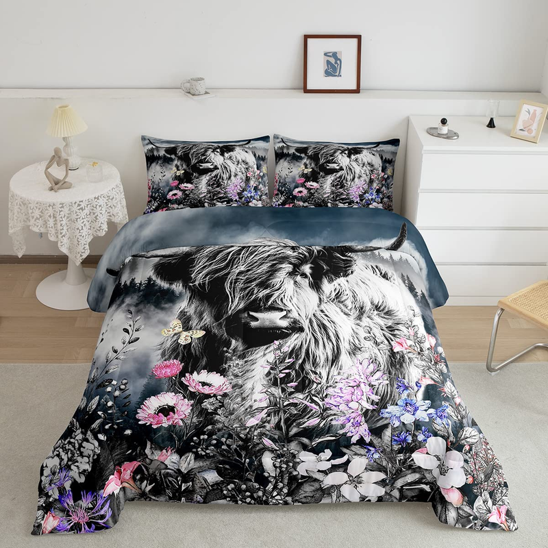 Queen Size Bull Cattle Smoky Mountain Bedding
