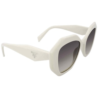 Pre-owned Prada Grey Gradient Geometric Ladies Sunglasses Pr 16ws 142130 53 Pr 16ws 142130 In Gray