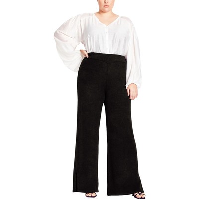 ИЗЫСКАННЫЕ женские черные повседневные брюки с разрезом по низу и широкими штанинами XS BHFO 9295