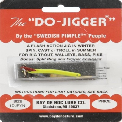 Bay De Noc 1DJFYN 1-3/4-Inch Do-Jigger, 1/6-Ounce, Fluorescent Yellow/Nickel