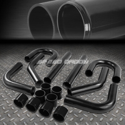 8ШТ 3 ПОЛНОСТЬЮ АЛЮМИНИЕВЫХ ТРУБОПРОВОДА ПРОМЕЖУТОЧНОГО ОХЛАДИТЕЛЯ RACING TURBO + U-ОБРАЗНАЯ ТРУБА + ШЛАНГ + Т-ОБРАЗНЫЙ ЗАЖИМ ЧЕРНОГО ЦВЕТА