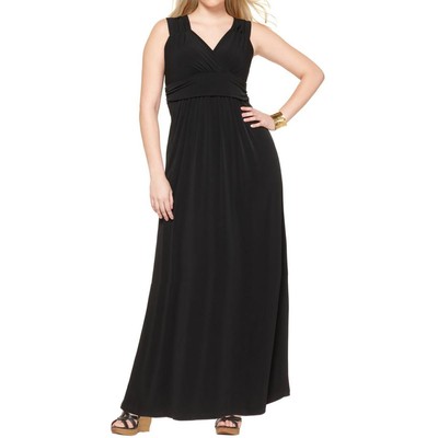 

NY Collection Женское Черное Платье Макси Без Рукавов Empire Party Plus  BHFO 2008, Черный