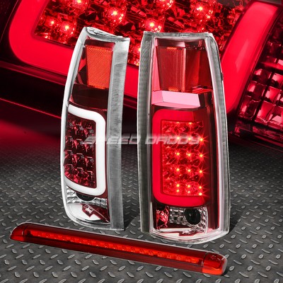 ХРОМИРОВАННЫЙ КОРПУС, 3D СВЕТОДИОДНЫЙ ЗАДНИЙ ФОНАРЬ + КРАСНЫЙ 3-Й СТОП-СИГНАЛ ДЛЯ 92-00 SUBURBAN/ TAHOE/YUKON