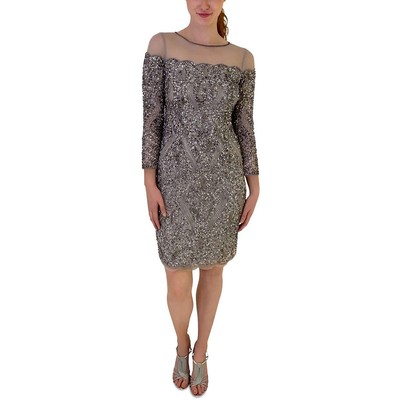 

Adrianna Papell Женское темно-серое платье-футляр длиной до колена с бисером  BHFO 3555, Marble