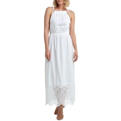 

Женское платье макси с люверсами и рюшами и завязками H Halston BHFO 6599, Белый