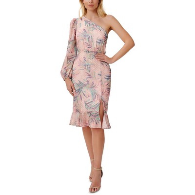 Aidan by Aidan Mattox Женское летнее платье миди из телячьей кожи розового цвета металлик 8 BHFO 7180