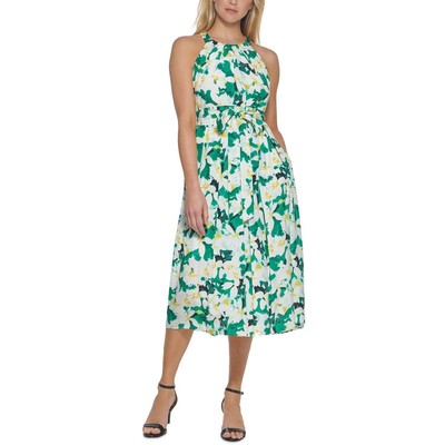 Женское зеленое шифоновое платье для коктейлей и вечеринок с цветочным рисунком Vince Camuto 14 BHFO 3633