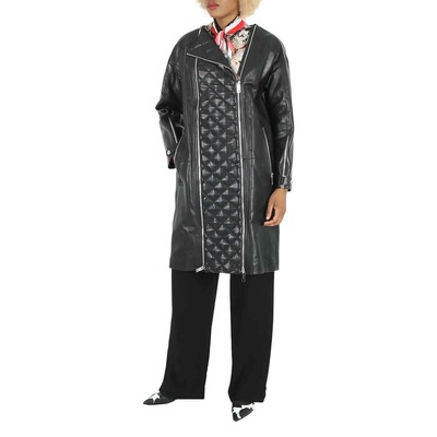 Pre-owned Burberry Lushill Diamond-quilted Zip Panel Collarless Coat In Black