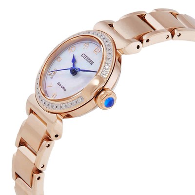 Pre-owned Citizen L Mae Diamond White Mop Dial Ladies Watch Em1123-89d