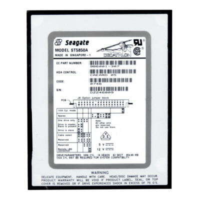 Hard Drive Seagate Decathlon ST5850A 850MB 5400RPM PATA IDE ATA 3.5'' Inch