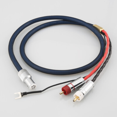 HiFi Phono Tonearm Cable 6N OCC RCA to 5-Pin DIN Signal Wires with Ground Wire