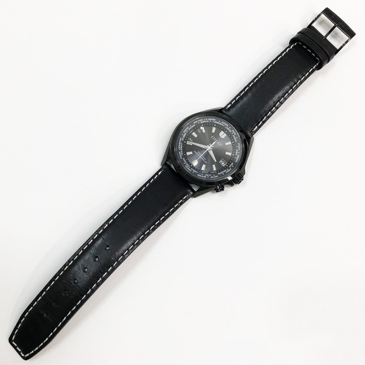 Pre-owned Citizen Radio Controlled Sapphire Cb0225-14e World Time Black Dial Men's Watch